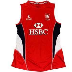 Kukri Hong Kong Rugby HSBC Tank Top Mens Medium Red Sleeveless Trainingrsey